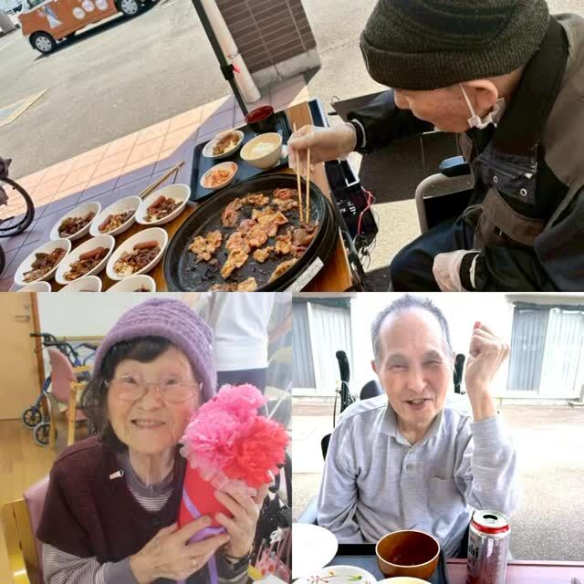 焼き肉レクと母の日のお祝い(朝高原)

こんにちは🍺🍺
ミューズの朝高原デイサービスセンターです☀

5月中旬、毎年恒例の焼き肉レクを行いました！
天候にも恵まれ、絶好の焼き肉日和となりました🍖

青空の下で楽しむお肉は格別で、普段のお食事よりも食が進む方も多く、
皆さんおかわりをされるなど、大変賑やかな時間となりました🎉🎉

ノンアルコールビールやジュースを手に、開放的な雰囲気を楽しまれていました🐥✨

午後は「母の日」にちなみ、感謝を込めてプレゼントの贈呈を行いました🌺
レクリエーションも大盛り上がりで、ご利用者様一人ひとりの素敵な笑顔に触れることができ、
スタッフ一同も心から嬉しく思っております。

今後も、季節を感じながら皆さまと一緒に楽しめる企画を大切にしてまいります。

#ミューズの朝高原 #焼き肉 #奥霧島 #宮崎のデイサービス #アウトドア